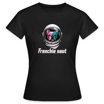 Frenchie Naut Astronaut Bulldog Space Adventure - Women's T-Shirt - black - Front - AI Model Female 172 dark (172cm)