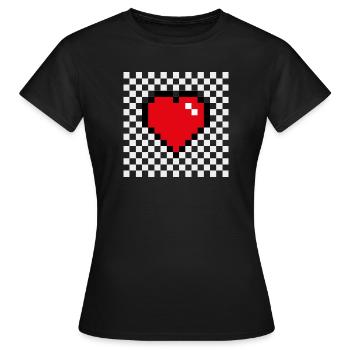2 cœurs - T-shirt Femme - noir - Devant - AI Model Female 172 dark (172cm)