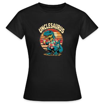 Unclesaurus Dinosaurier Retro Strand - Frauen T-Shirt - Schwarz - Vorne - AI Model Female 172 dark (172cm)