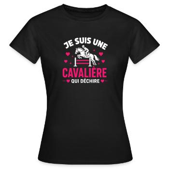 Cavalière qui déchire - T-shirt Femme - noir - Devant - AI Model Female 172 dark (172cm)