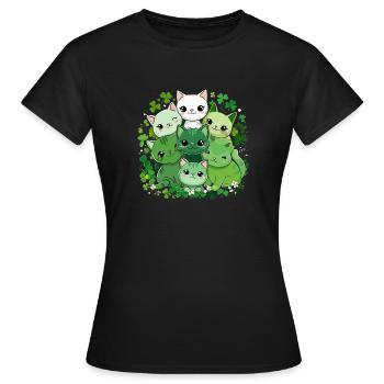 Bande du Chat Trèfle - T-shirt Femme - noir - Devant - AI Model Female 172 dark (172cm)