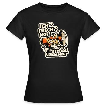 Verbal Überlegen Megaphone Cartoon - Frauen T-Shirt - Schwarz - Vorne - AI Model Female 172 dark (172cm)
