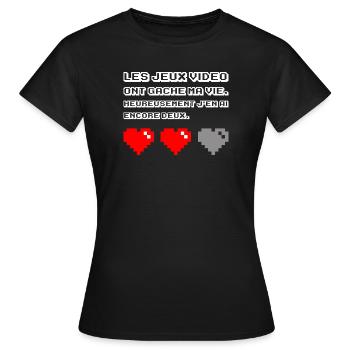 Les jeux vidéo ont gâché ma vie - T-shirt Femme - noir - Devant - AI Model Female 172 dark (172cm)