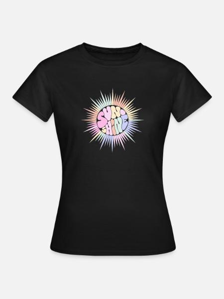 Pastel Sun SUNSHINE Retro Groovy - Frauen T-Shirt - Schwarz