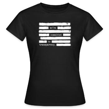 Nous sommes engagés en faveur de la transparence et contre cette orientation - T-shirt Femme - noir - Devant - AI Model Female 172 dark (172cm)