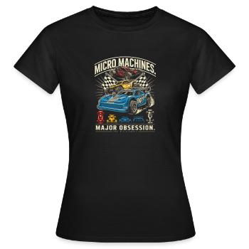 Mikro-Maschinen, große Obsession – RC-Rennen - Frauen T-Shirt - Schwarz - Vorne - AI Model Female 172 dark (172cm)
