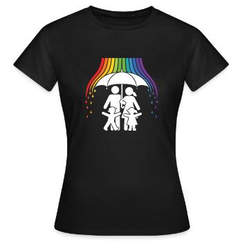 Save_Space_LGBTQ Bouclier arc-en-ciel - T-shirt Femme - noir - Devant - AI Model Female 172 dark (172cm)