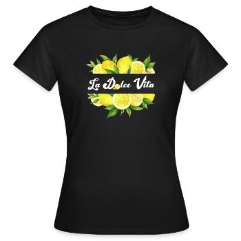 Dolce Vita Zitronen Logo - Frauen T-Shirt - Schwarz - Vorne - AI Model Female 172 dark (172cm)