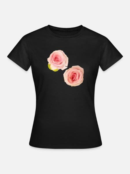 Isolated_Soft_Pink_Rose_Buds_Macro_Photography - Frauen T-Shirt - Schwarz