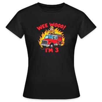 Little firefighter hero for his 3rd birthday - Women's T-Shirt - black - Front - AI Model Female 172 dark (172cm)