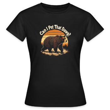 Je peux caresser ce chien ? Coucher de soleil de l’ours - T-shirt Femme - noir - Devant - AI Model Female 172 dark (172cm)