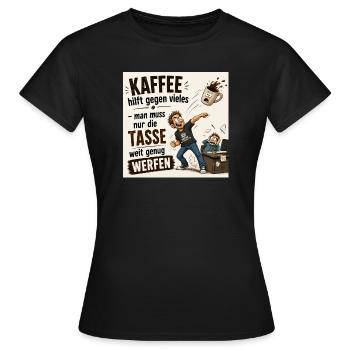 Kaffee - Frauen T-Shirt - Schwarz - Vorne - AI Model Female 172 dark (172cm)