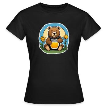 Teddy Bear with a Honey Jar - Women's T-Shirt - black - Front - AI Model Female 172 dark (172cm)