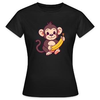 Monkey with Banana Gift - Women's T-Shirt - black - Front - AI Model Female 172 dark (172cm)