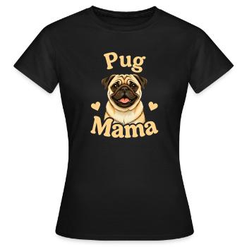 Conception du cœur de Pug Mama - T-shirt Femme - noir - Devant - AI Model Female 172 dark (172cm)