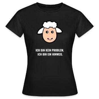 Hinweis statt Problem – Schaf Spruch - Frauen T-Shirt - Schwarz - Vorne - AI Model Female 172 dark (172cm)
