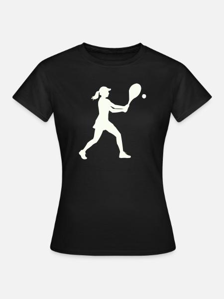Tennisspielerin Silhouette - Frauen T-Shirt - Schwarz