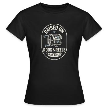 Pêche aux moulinets à cannes - T-shirt Femme - noir - Devant - AI Model Female 172 dark (172cm)