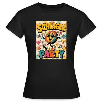 Schlager Party Retro 70s Poster Stil - Frauen T-Shirt - Schwarz - Vorne - AI Model Female 172 dark (172cm)