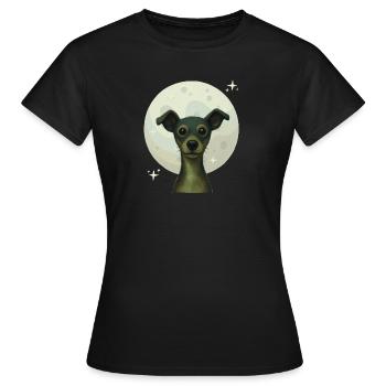 Nächtlicher Hund vor dem Vollmond - Frauen T-Shirt - Schwarz - Vorne - AI Model Female 172 dark (172cm)