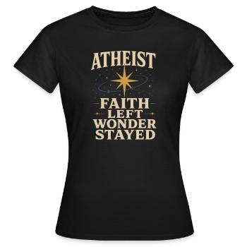 Atheistisches Sanftes Atheist Minimalistisches - Frauen T-Shirt - Schwarz - Vorne - AI Model Female 172 dark (172cm)