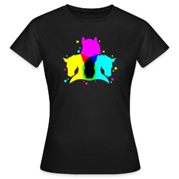 Grafisch knalliges Pferdemotiv - Frauen T-Shirt - Schwarz - Vorne - AI Model Female 172 dark (172cm)