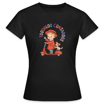 Petit motard sur scooter rouge Todaloo Cuntaroos - T-shirt Femme - noir - Devant - AI Model Female 172 dark (172cm)