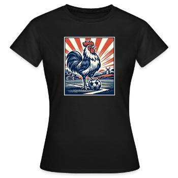 Frankreich Hahn Fußball Fan Motiv Wappentier  - Frauen T-Shirt - Schwarz - Vorne - AI Model Female 172 dark (172cm)