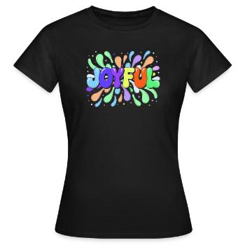 Joyeuse Typo éclaboussée multicolore - T-shirt Femme - noir - Devant - AI Model Female 172 dark (172cm)