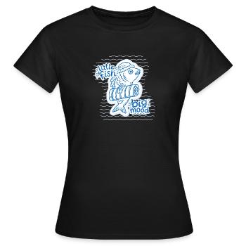 Petit Poisson Gribouillage Grandeur - T-shirt Femme - noir - Devant - AI Model Female 172 dark (172cm)