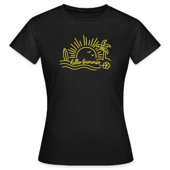 Bonjour l’été - T-shirt Femme - noir - Devant - AI Model Female 172 dark (172cm)