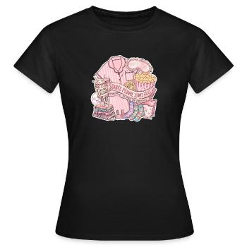 Soirée Pyjama Jeunes Filles - T-shirt Femme - noir - Devant - AI Model Female 172 dark (172cm)
