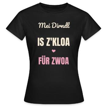 Mei Dirndl is z’kloa für Zwoa Schwanger Volksfest - Frauen T-Shirt - Schwarz - Vorne - AI Model Female 172 dark (172cm)