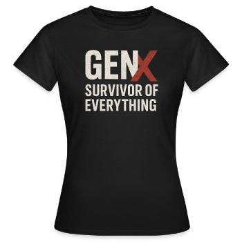 Survivant de tout de la génération X | Drôle de génération X - T-shirt Femme - noir - Devant - AI Model Female 172 dark (172cm)