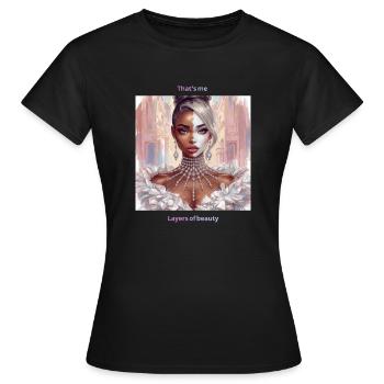 Glamour Split Portrait Kristalle - Frauen T-Shirt - Schwarz - Vorne - AI Model Female 172 dark (172cm)
