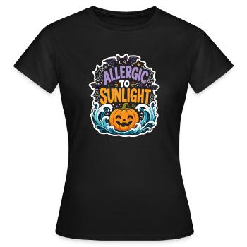 Autocollant d’Halloween allergique à la lumière du soleil - T-shirt Femme - noir - Devant - AI Model Female 172 dark (172cm)