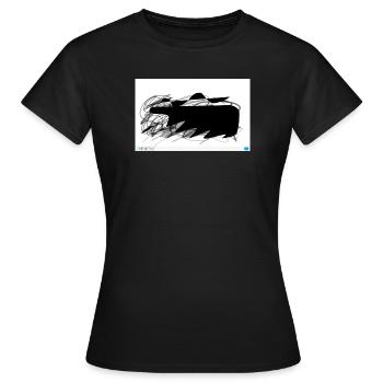 Black abstract blob with lines - Women's T-Shirt - black - Front - AI Model Female 172 dark (172cm)