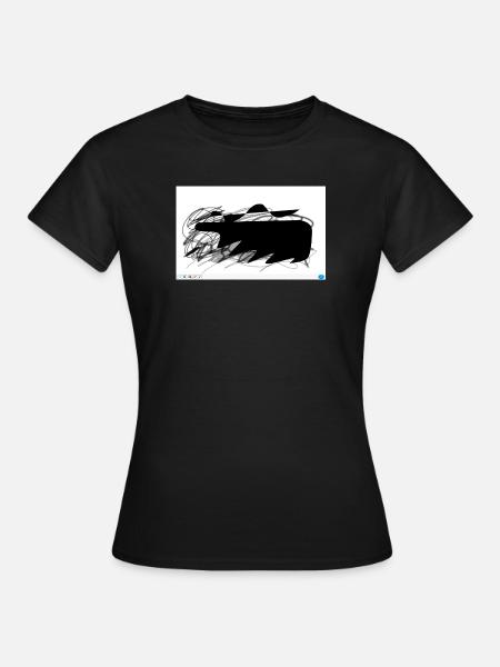 Schwarzer Abstrakt-Blob mit Linien - Frauen T-Shirt - Schwarz