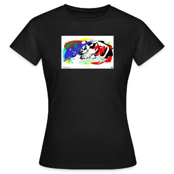 Lignes de batailles de couleur - T-shirt Femme - noir - Devant - AI Model Female 172 dark (172cm)