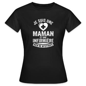 Maman Infirmière Rien Ne M'effraye Cadeau - T-shirt Femme - noir - Devant - AI Model Female 172 dark (172cm)