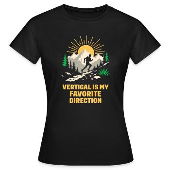 Wandern – Vertikal ist meine Lieblingsrichtung - Frauen T-Shirt - Schwarz - Vorne - AI Model Female 172 dark (172cm)