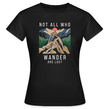 Trail Running. Not All Who Wander Are Lost - Women's T-Shirt - black - Front - AI Model Female 172 dark (172cm)