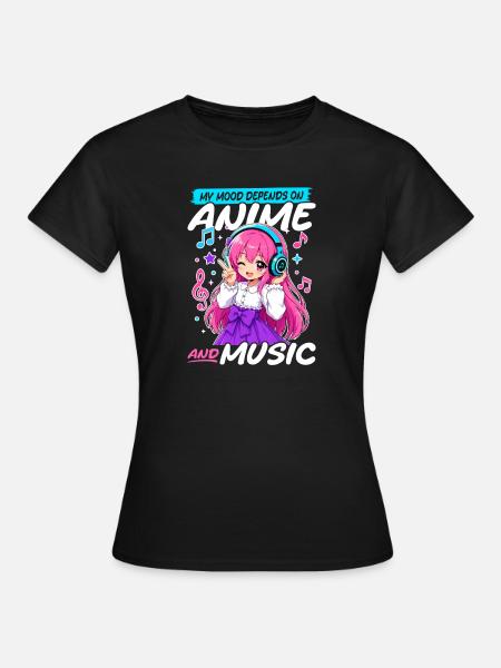 Anime and Music Chibi - Frauen T-Shirt - Schwarz