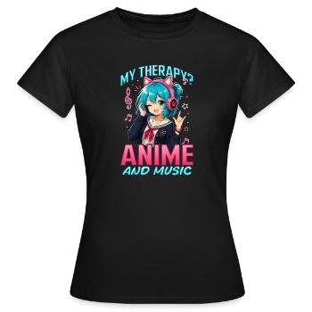 Anime and Music Chibi - Frauen T-Shirt - Schwarz - Vorne - AI Model Female 172 dark (172cm)