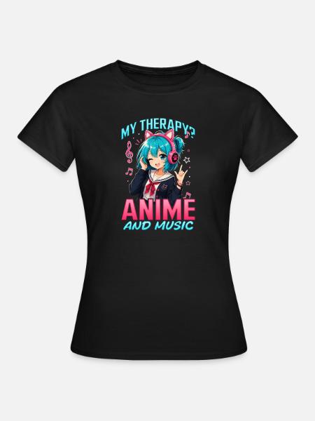 Anime and Music Chibi - Frauen T-Shirt - Schwarz