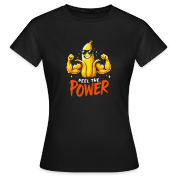 Peel The Power Funny Banana Muscleman Fitness - Women's T-Shirt - black - Front - AI Model Female 172 dark (172cm)
