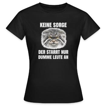 Pallas Katze Manul Cat Sarkasmus Katzen Meme Motiv - Frauen T-Shirt - Schwarz - Vorne - AI Model Female 172 dark (172cm)