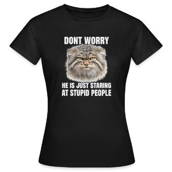 Manul Cat Pallas Cat Introvert Humor - Women's T-Shirt - black - Front - AI Model Female 172 dark (172cm)