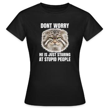 Pallas Cat Manul Cat Sarcasm Cats Meme Motif - Women's T-Shirt - black - Front - AI Model Female 172 dark (172cm)
