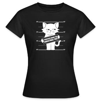 J’ai renversé le sapin de Noël Cadeau drôle pour les amoureux des chats - T-shirt Femme - noir - Devant - AI Model Female 172 dark (172cm)